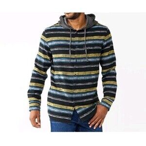 Sonoma Hooded Flannel Button Down Shirt For Men Size Small Striped  New